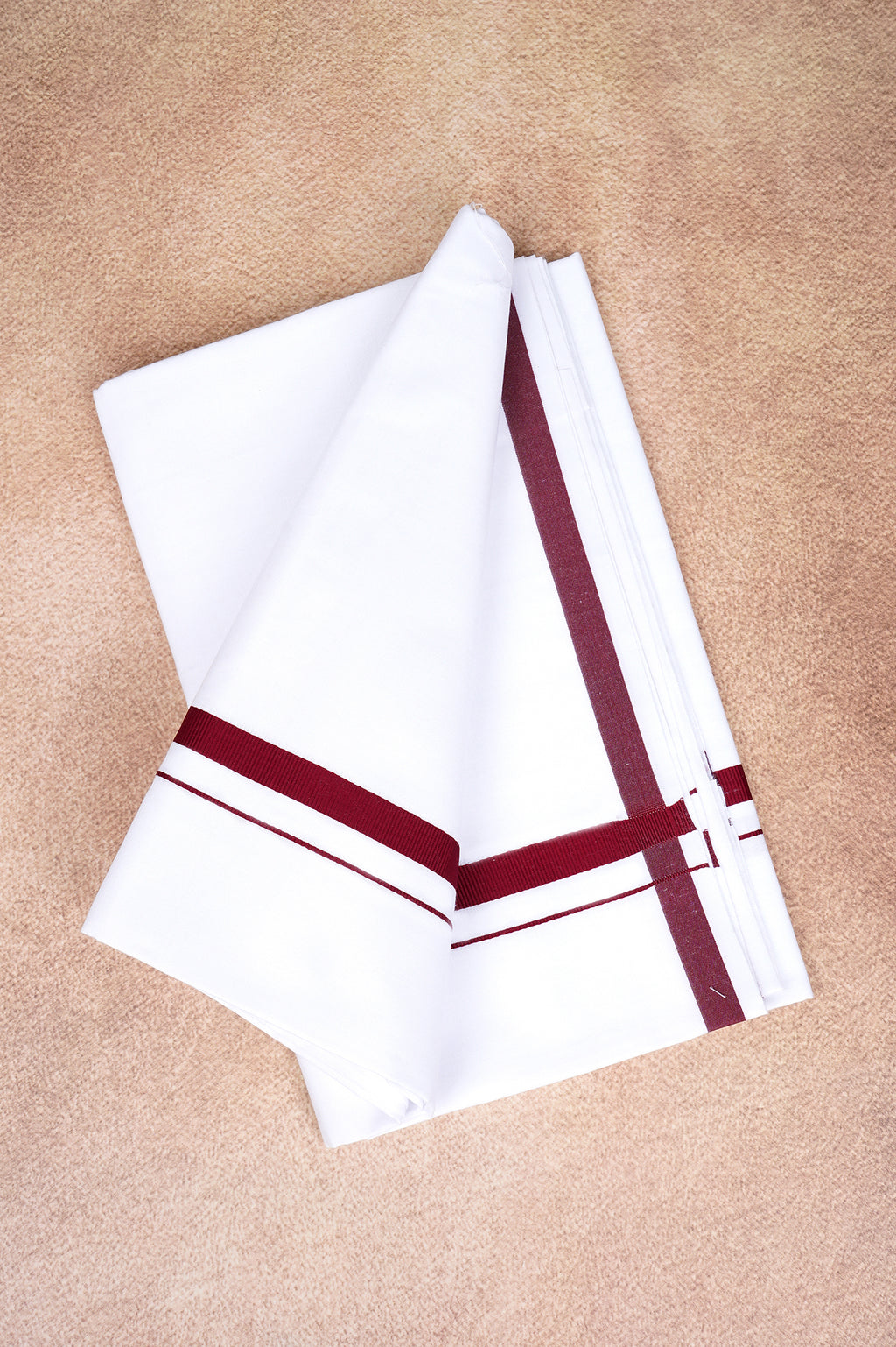 Single Layer White Dhoti – Maroon – HS-07 RX