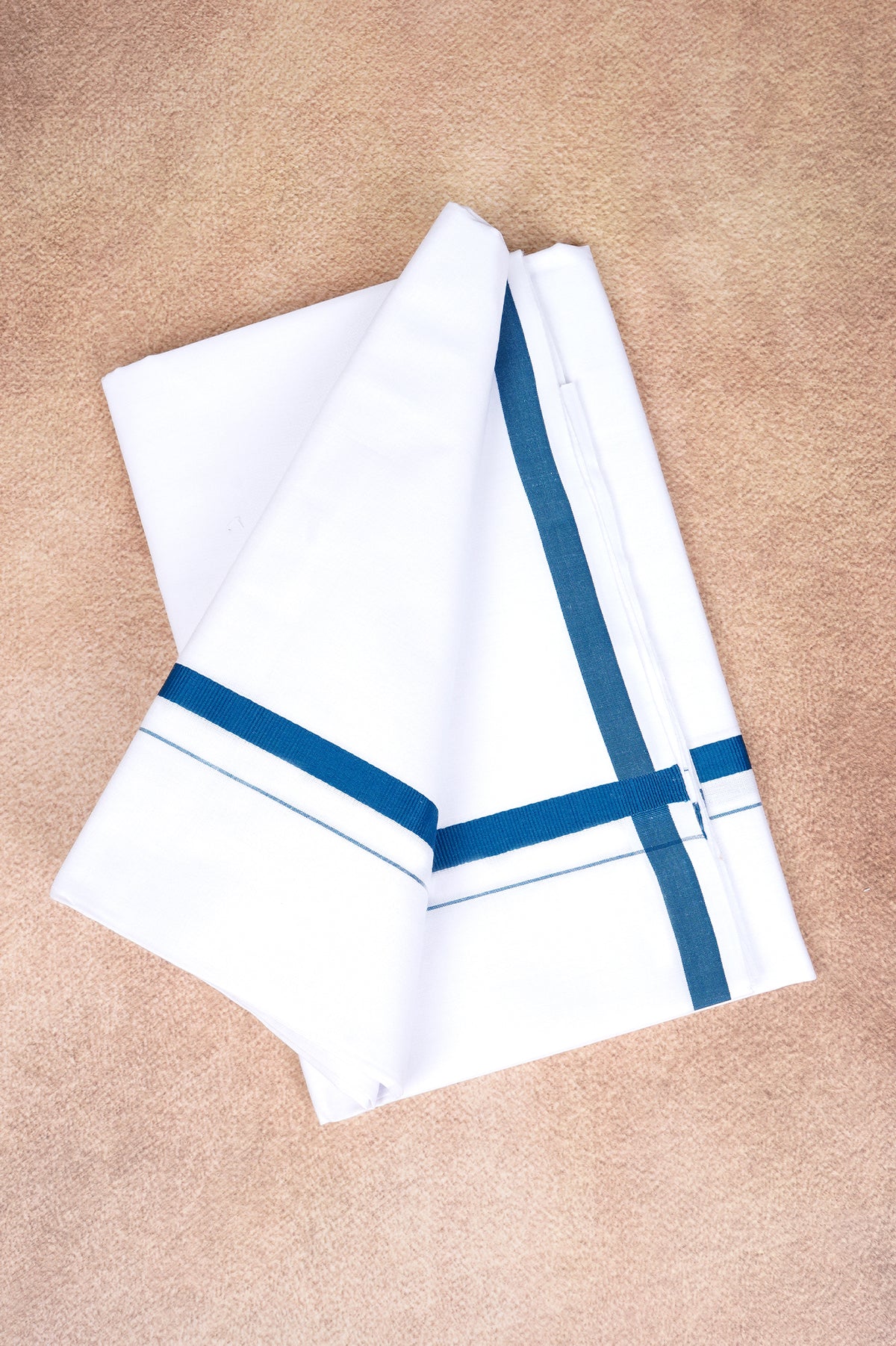 Single Layer White Dhoti – Peacock Blue – HS-01 RX