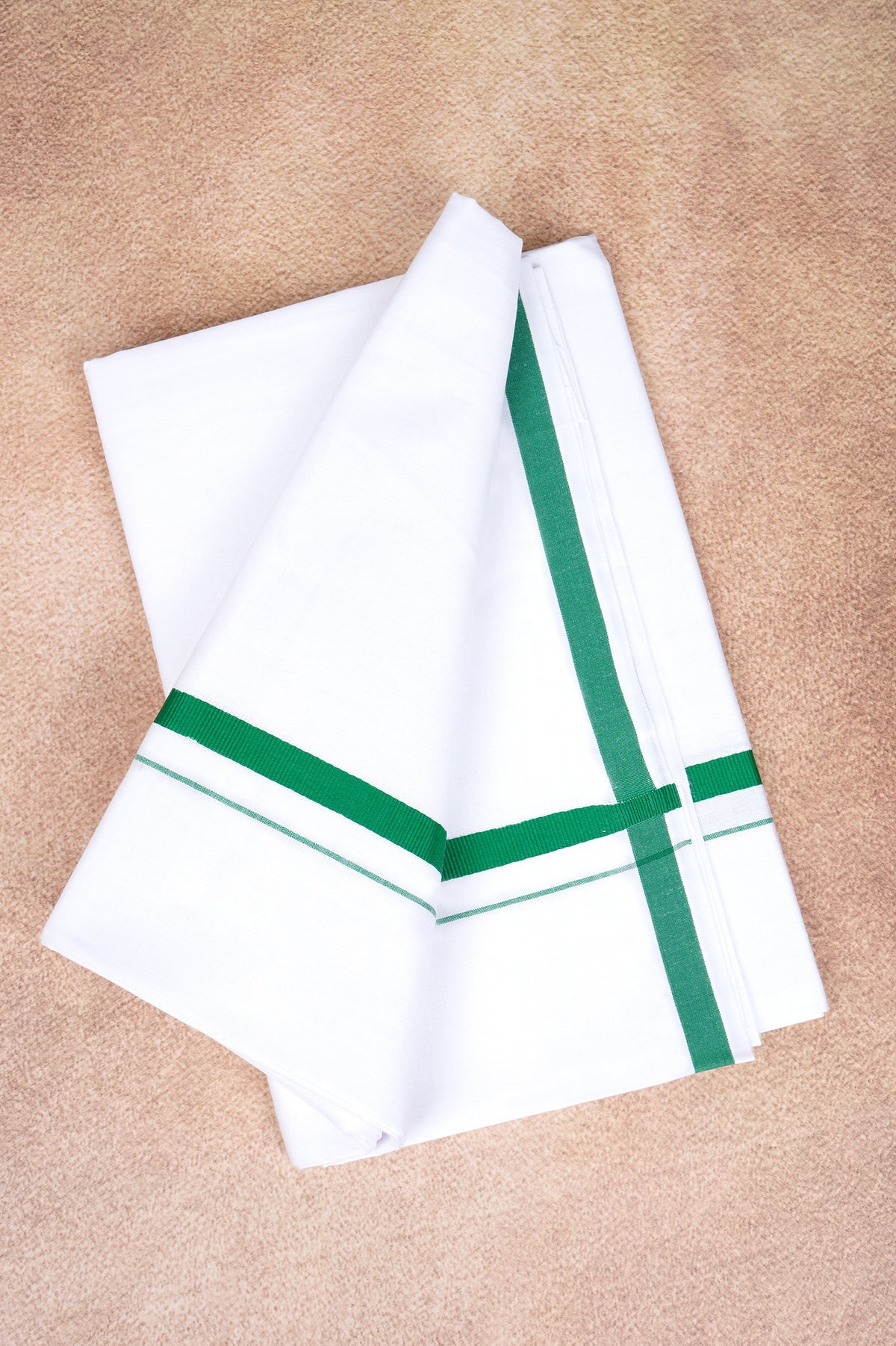 Single Layer White Dhoti – Forest Green – HS-01 RX