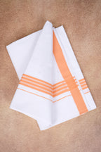 Single Layer White Dhoti with Fancy Border – Peach – FS-08 RX