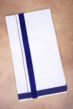 Single Layer White Dhoti with Fancy Border – Dark Blue – FS-09 RX