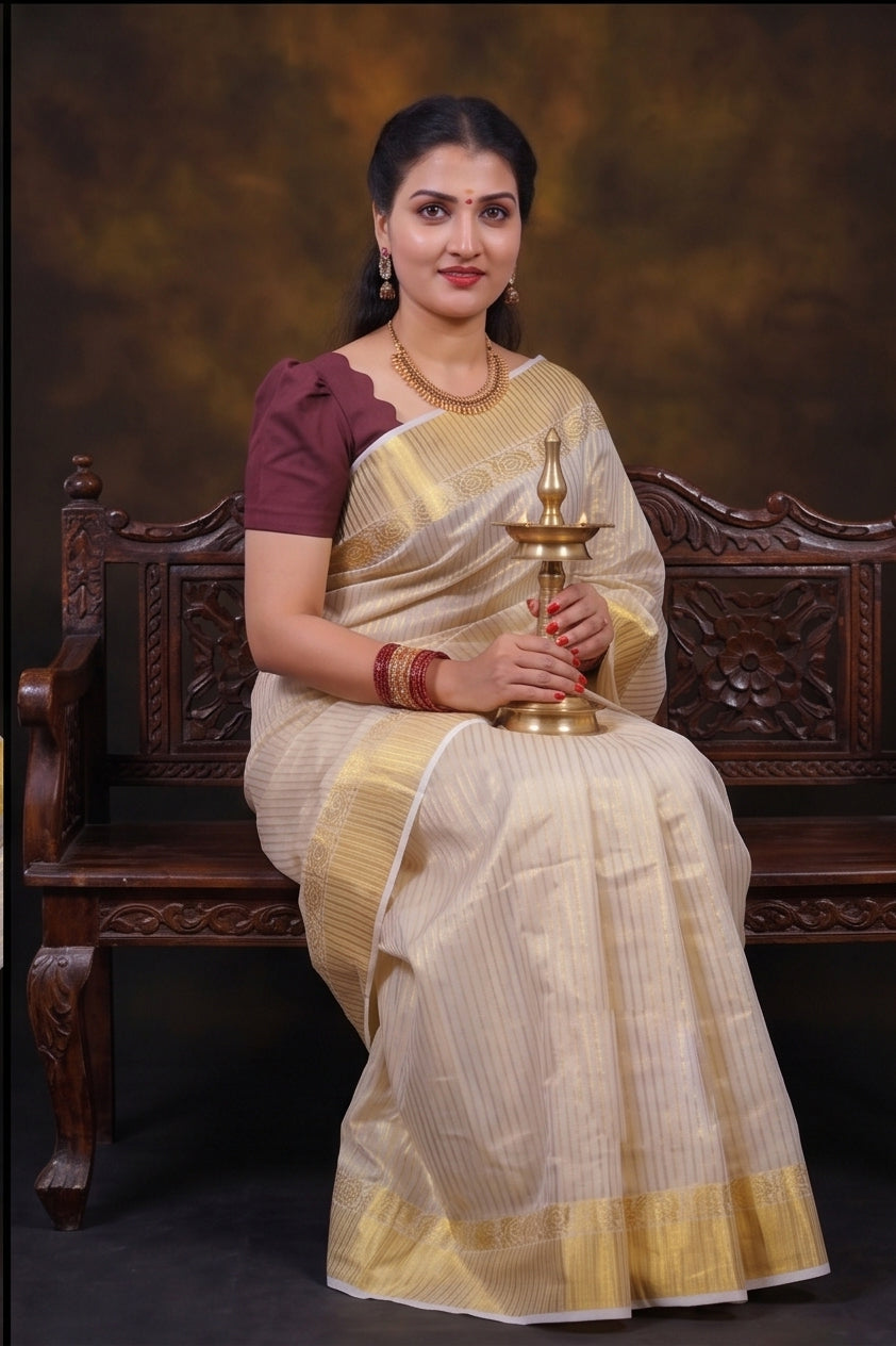 KS-1507 GOLD TISSUE SAREE 6.25 MTR