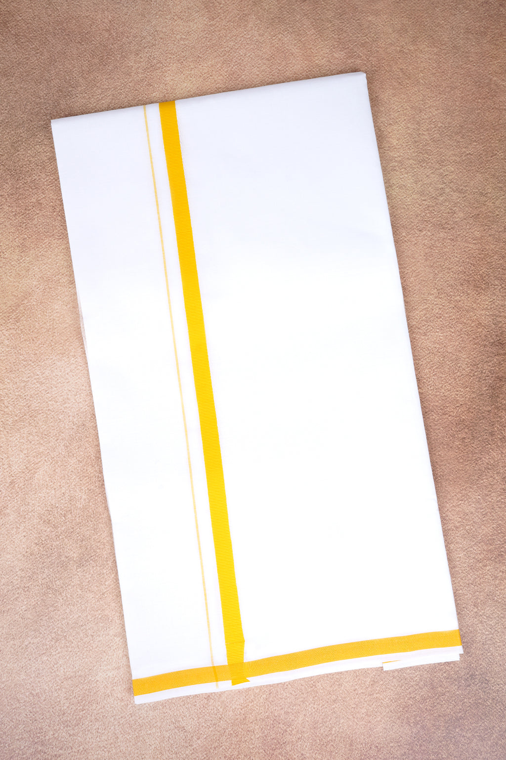 Single Layer White Dhoti – Yellow – HS-07 RX