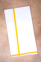 Single Layer White Dhoti – Yellow – HS-07 RX