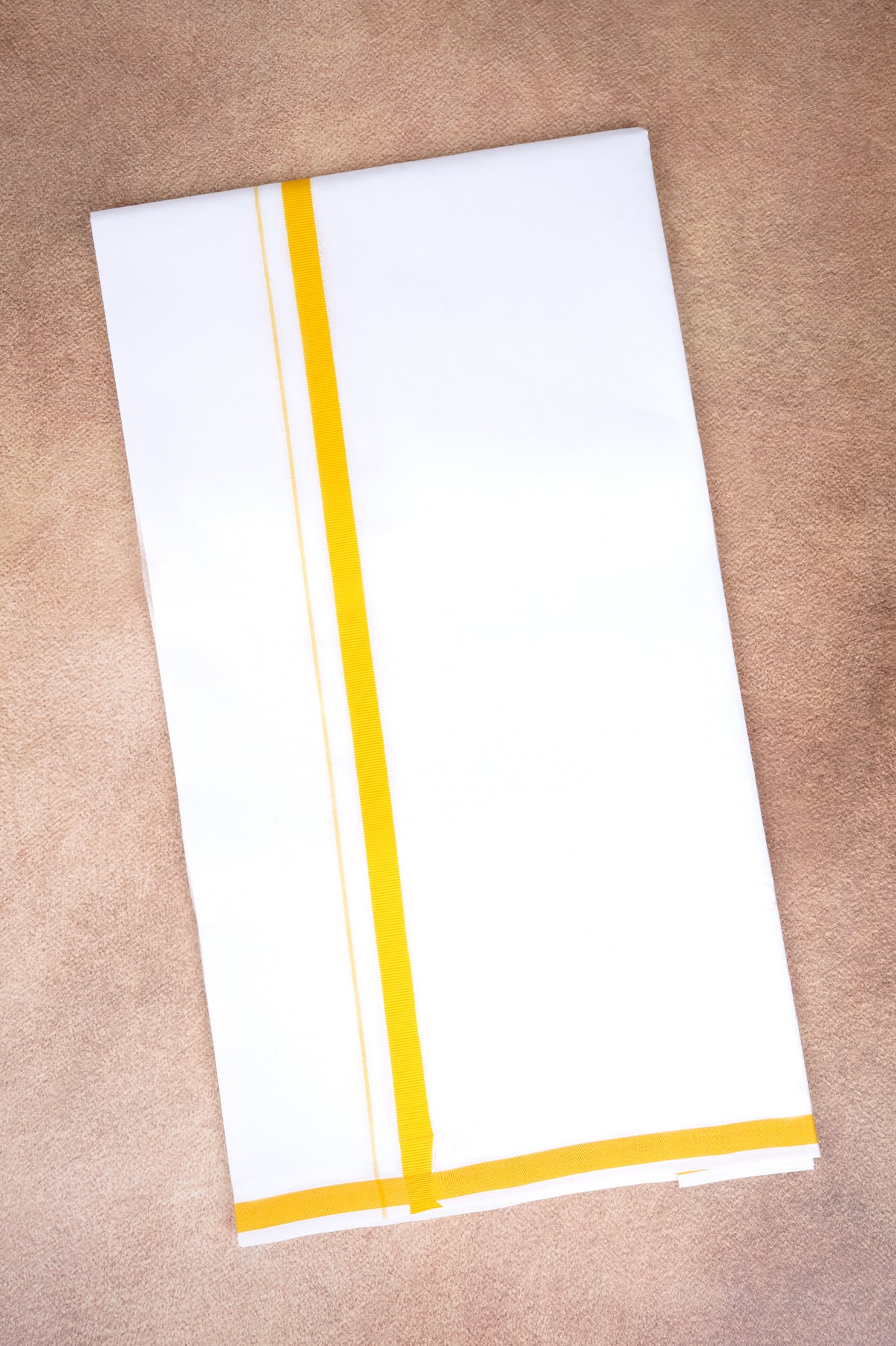Single Layer White Dhoti – Yellow – HS-07 RX
