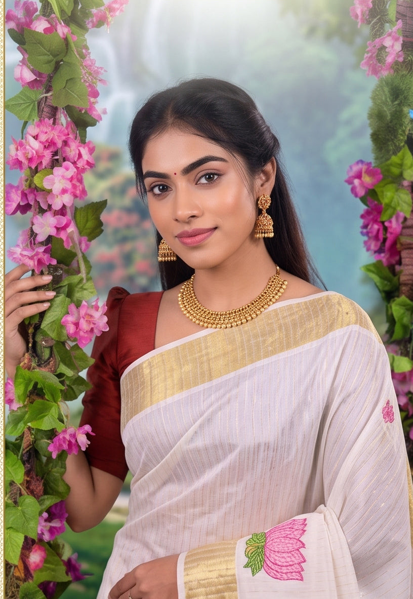 KS-1511 GOLD KASAVU SAREE 6.25 MTR