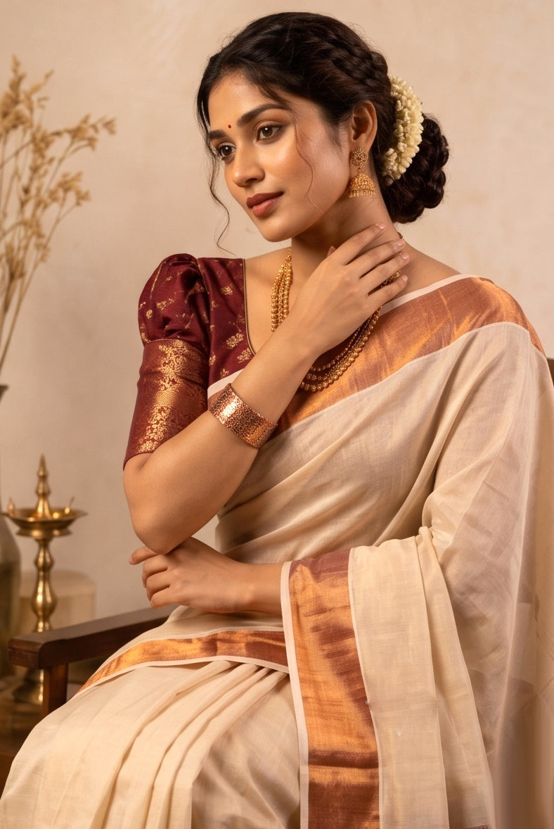 KS-1375 COPPER TISSUE SAREE 6.25 MTR