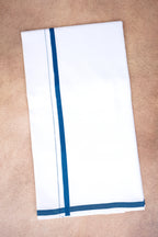 Single Layer White Dhoti – Peacock Blue – HS-07 RX