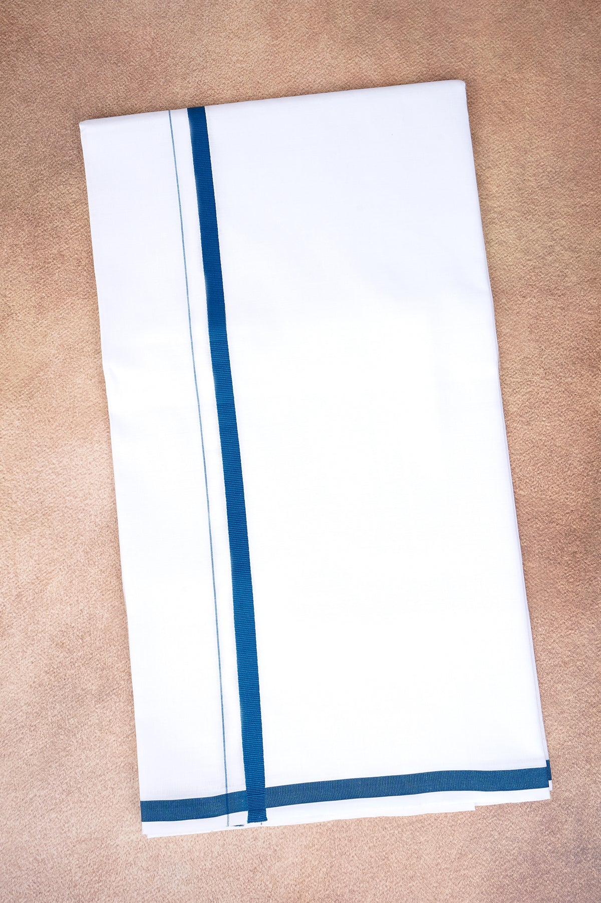 Single Layer White Dhoti – Peacock Blue – HS-07 RX
