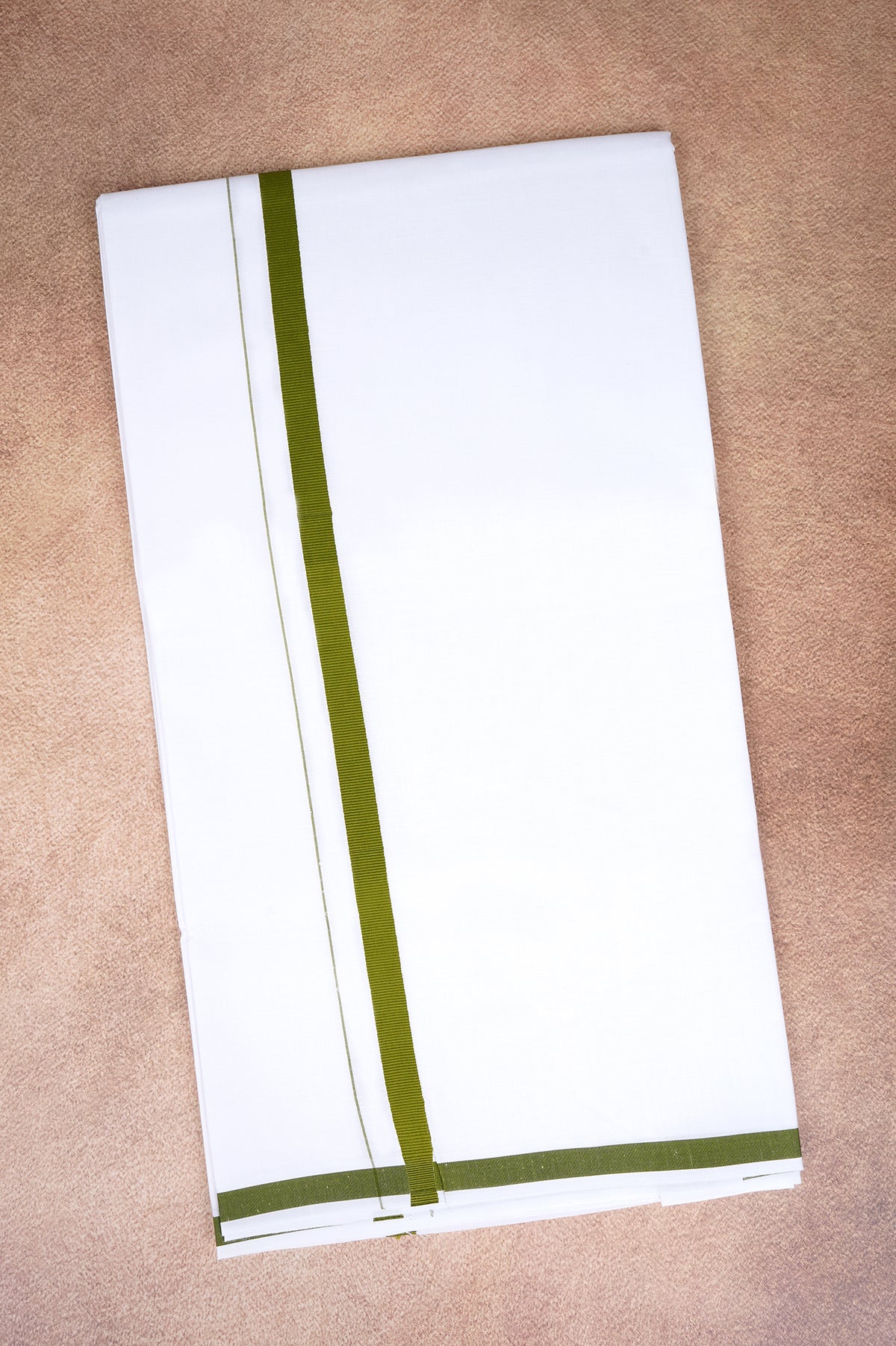 Single Layer White Dhoti – Olive Green – HS-07 RX