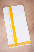 Single Layer White Dhoti with Fancy Border – Yellow – FS-09 RX
