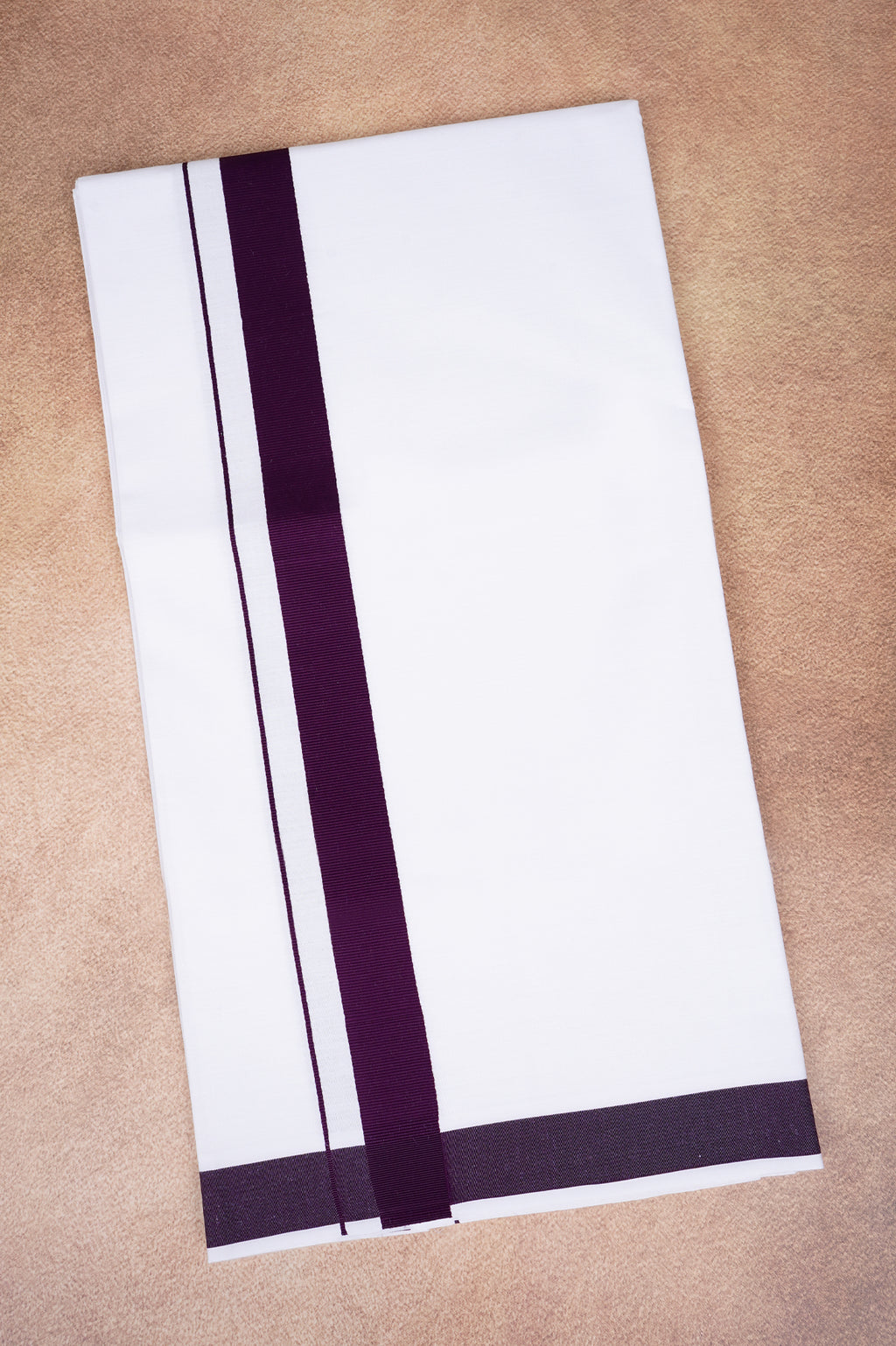 Single Layer White Dhoti with Fancy Border – Violet – FS-09 RX