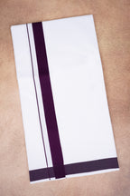 Single Layer White Dhoti with Fancy Border – Violet – FS-09 RX