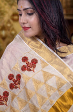 KS-1303 GOLD TISSUE SAREE 6.25 MTR