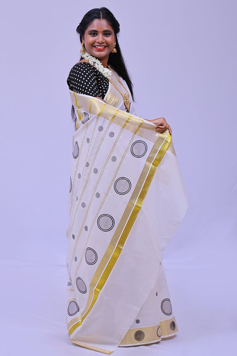 MK-2924 GOLD KASAVU SAREE 6.25 MTR