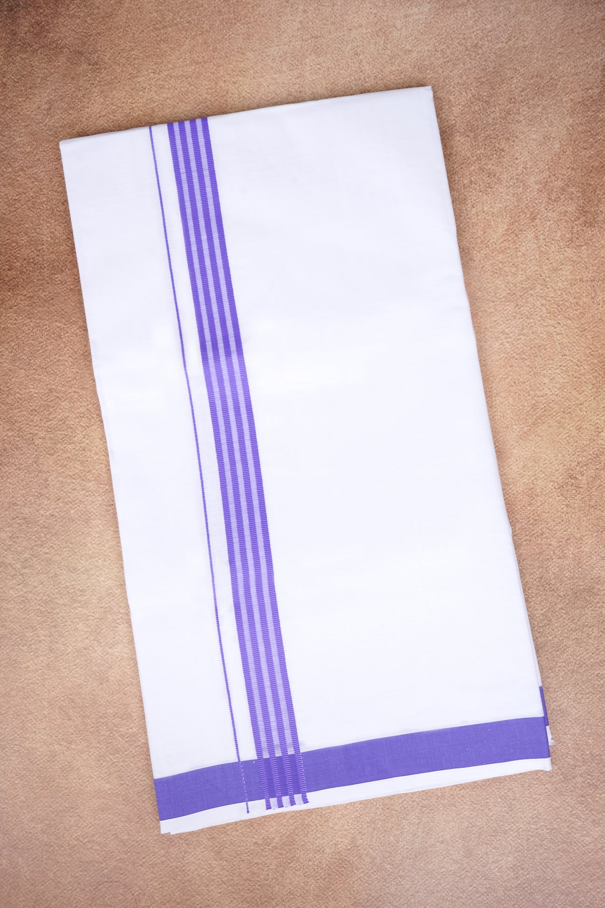 Single Layer White Dhoti with Fancy Border – Lavender – FS-08 RX