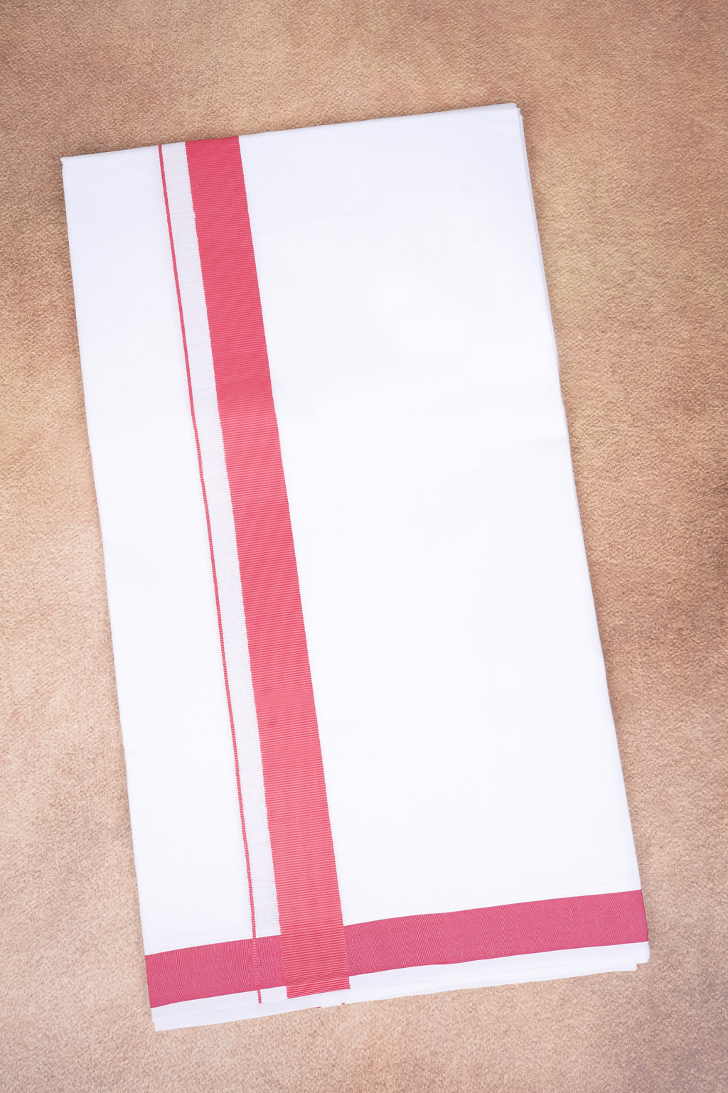 Single Layer White Dhoti with Fancy Border – Salmon – FS-09 RX