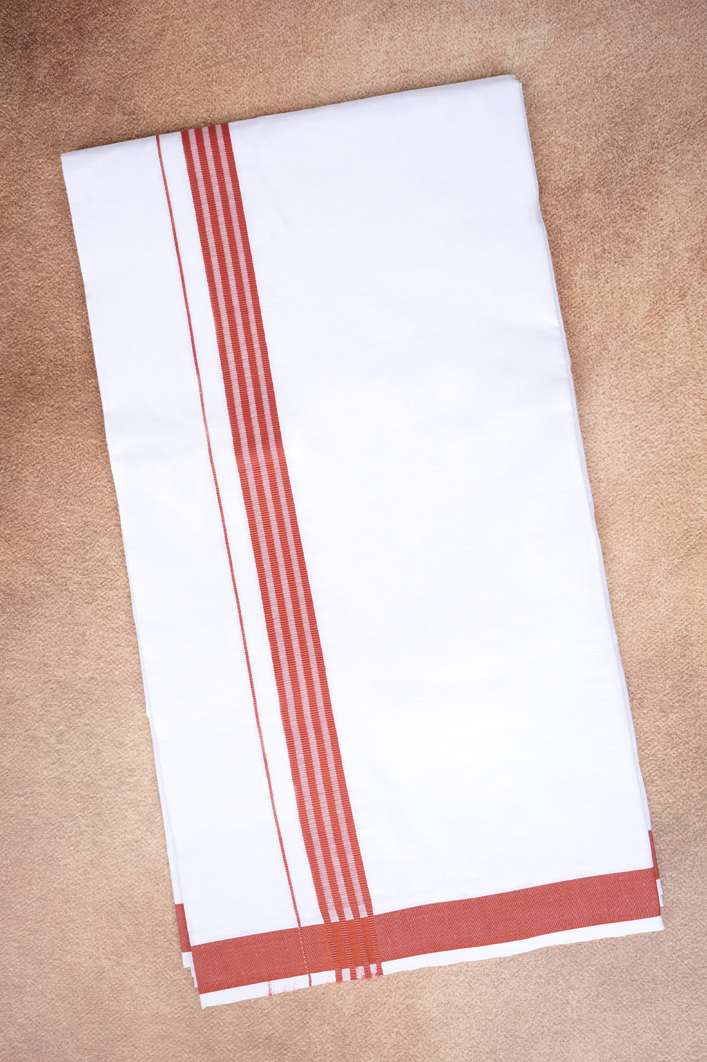 Single Layer White Dhoti with Fancy Border – Salmon – FS-08 RX
