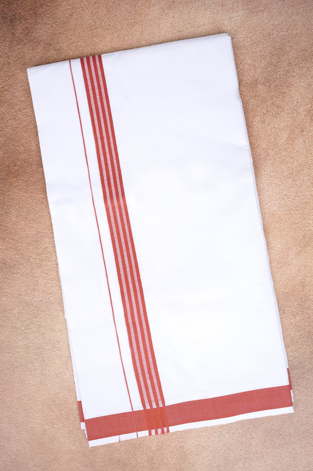 Single Layer White Dhoti with Fancy Border – Salmon – FS-08 RX