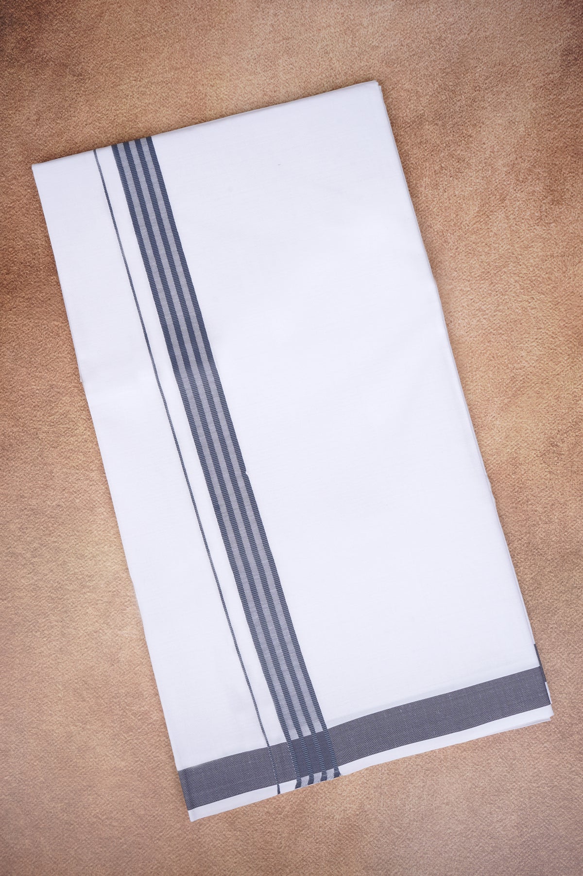 Single Layer White Dhoti with Fancy Border – Gray – FS-08 RX