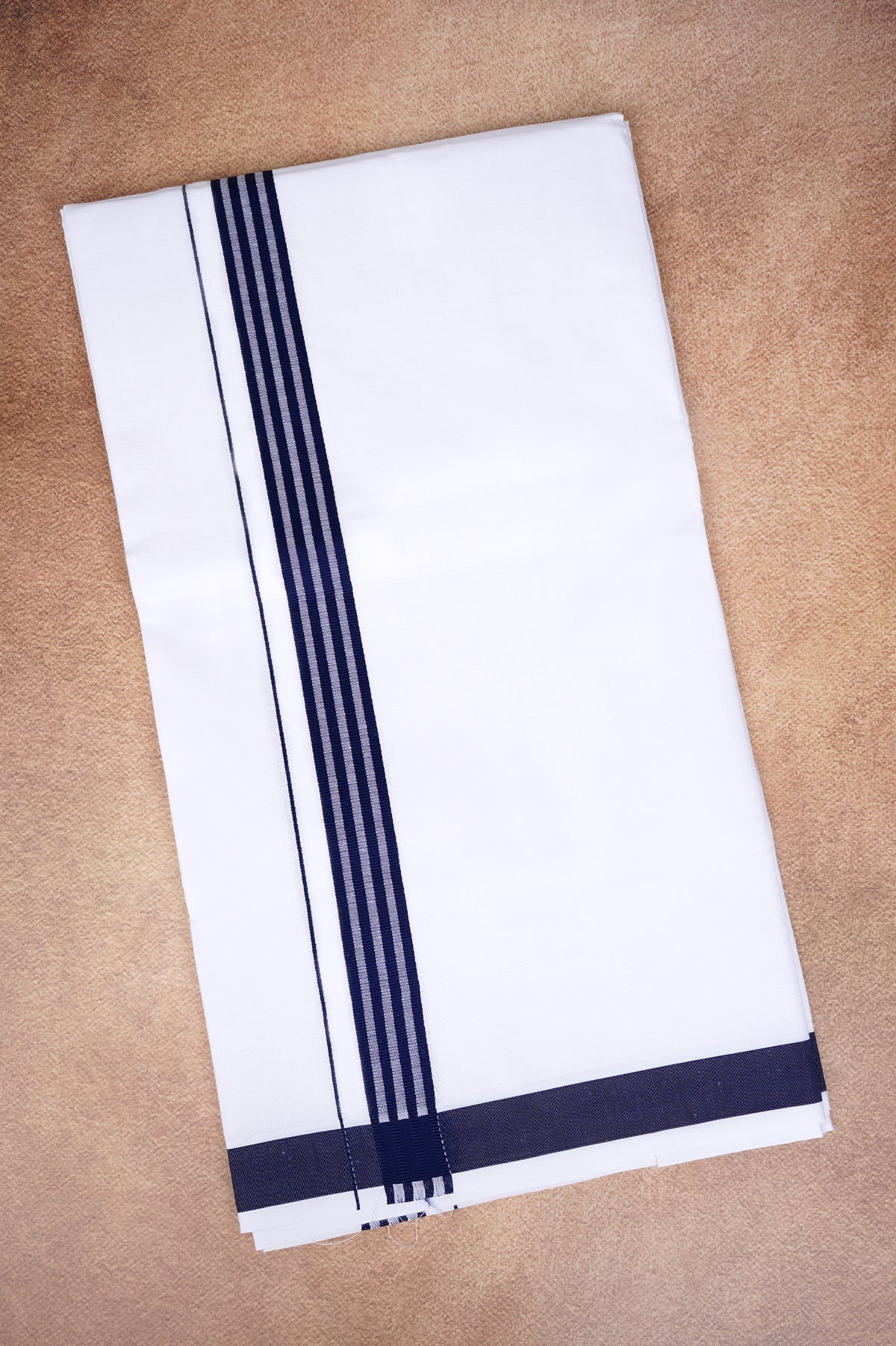 Single Layer White Dhoti with Fancy Border – Dark Blue – FS-08 RX