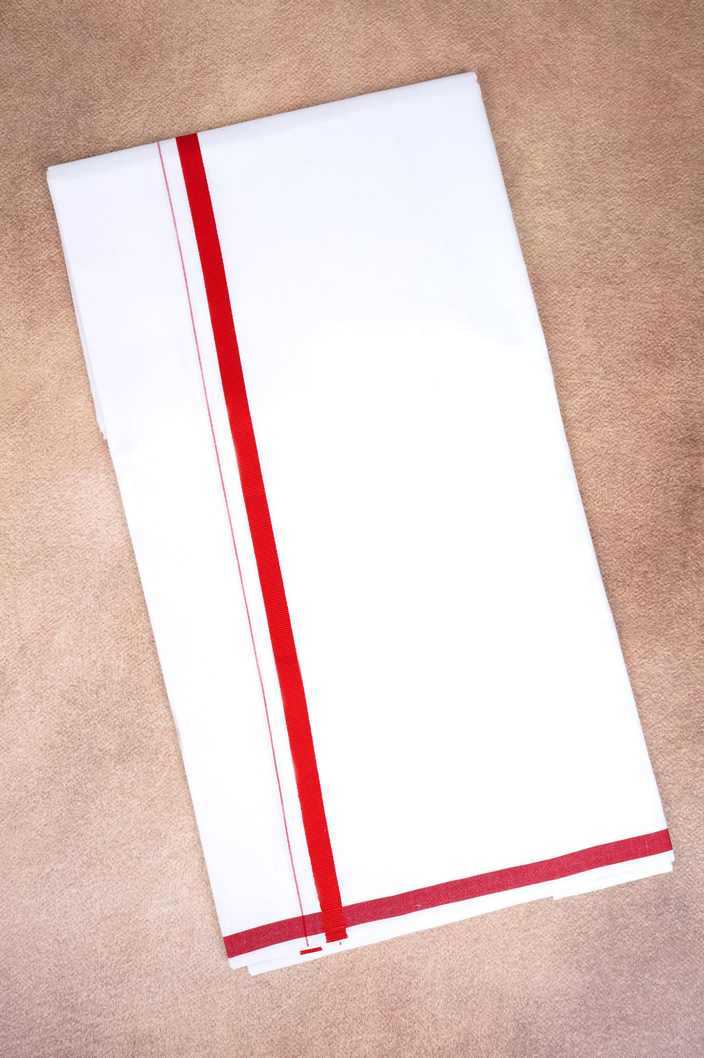 Single Layer White Dhoti – Red – HS-07 RX