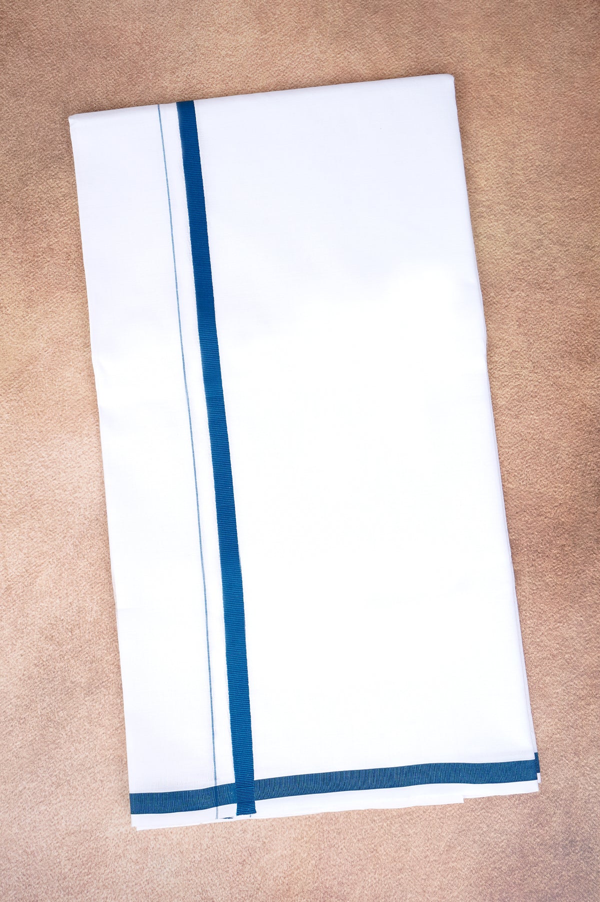 Single Layer White Dhoti – Peacock Blue – HS-01 RX