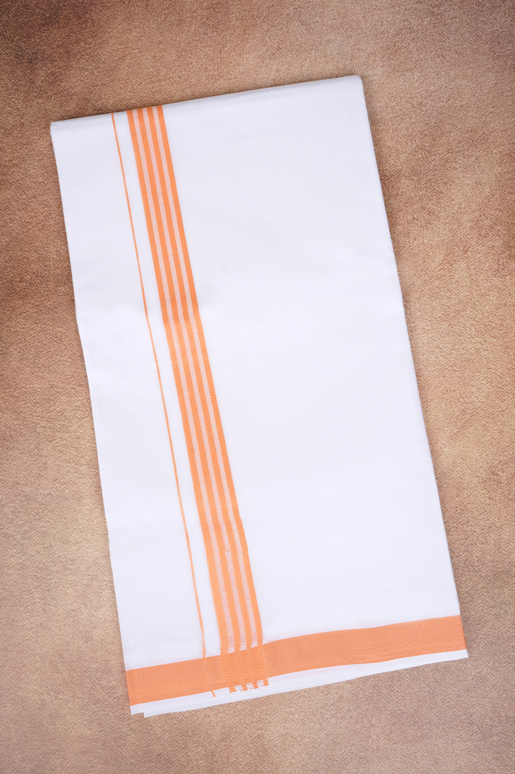 Single Layer White Dhoti with Fancy Border – Peach – FS-08 RX