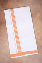 Single Layer White Dhoti with Fancy Border – Peach – FS-08 RX