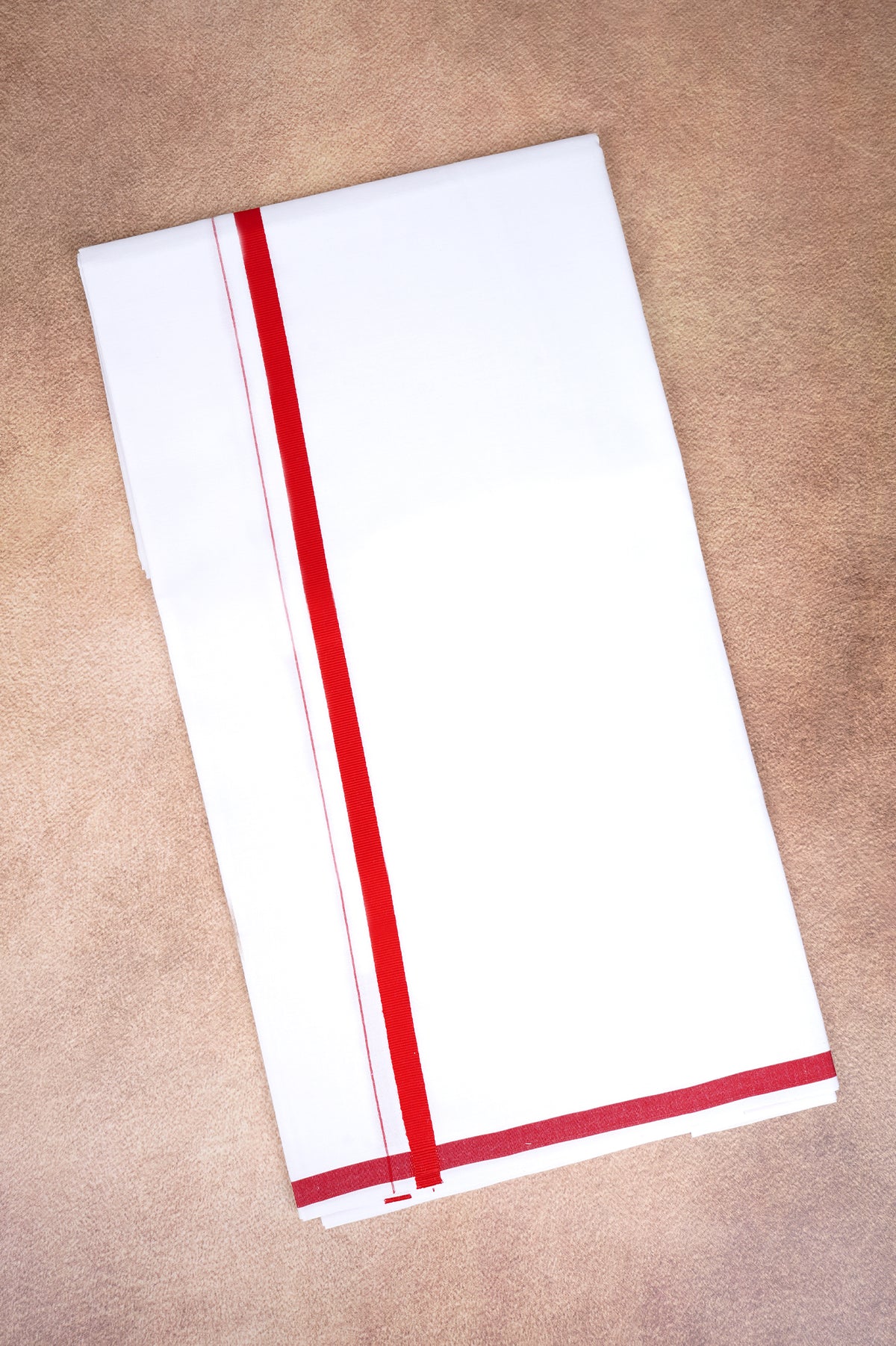 Single Layer White Dhoti – Red – HS-01 RX