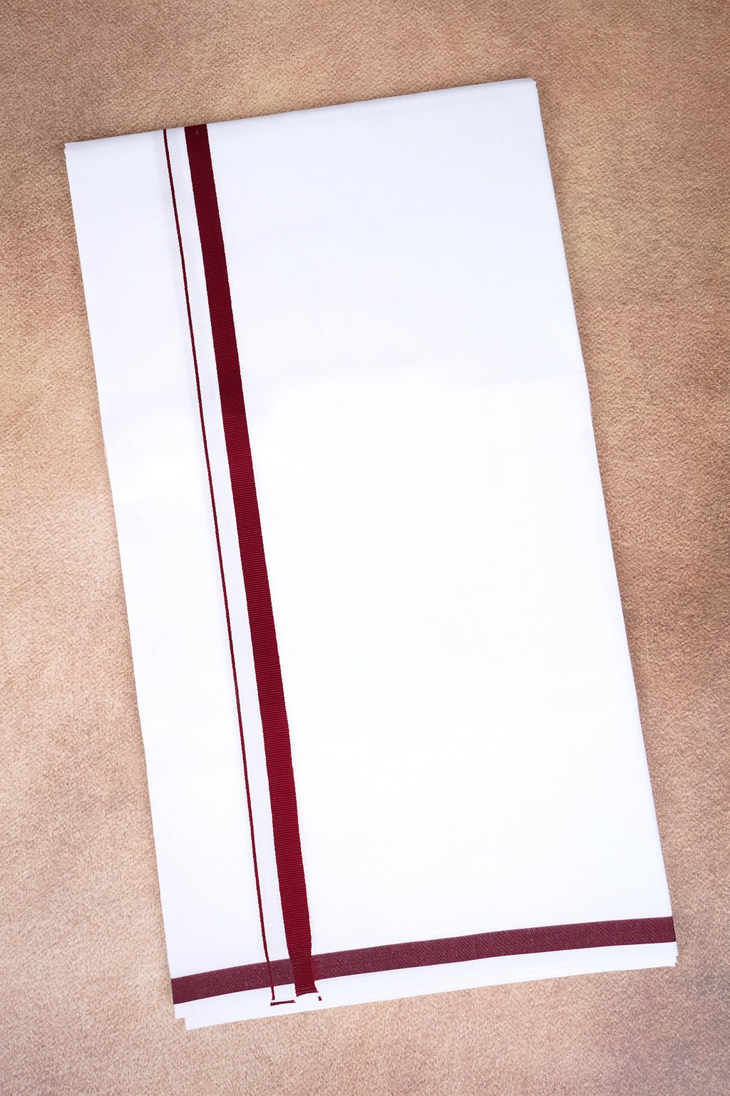 Single Layer White Dhoti – Maroon – HS-07 RX