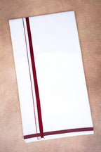 Single Layer White Dhoti – Maroon – HS-07 RX