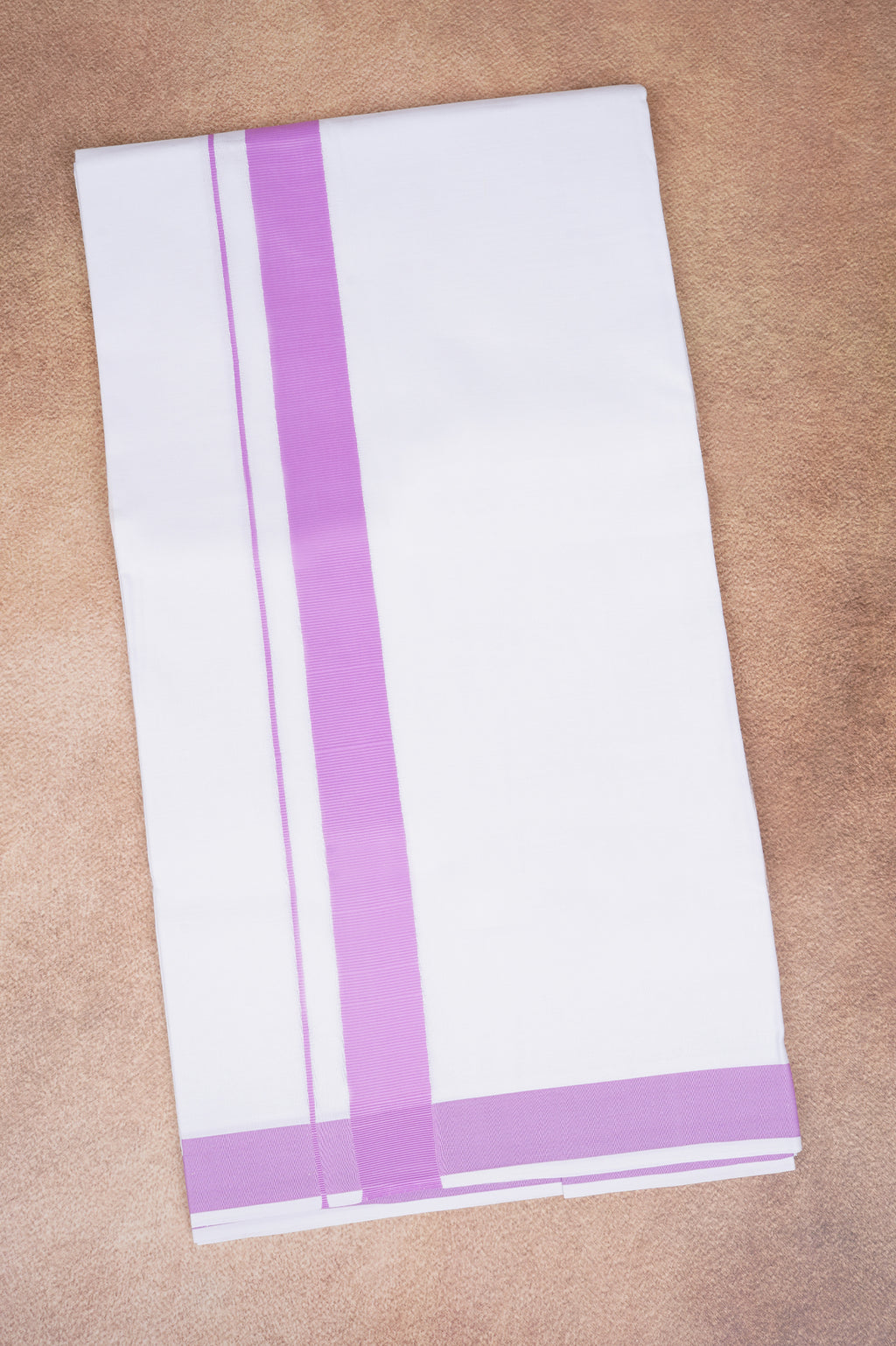 Single Layer White Dhoti with Fancy Border – Pink – FS-09 RX