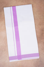 Single Layer White Dhoti with Fancy Border – Pink – FS-09 RX