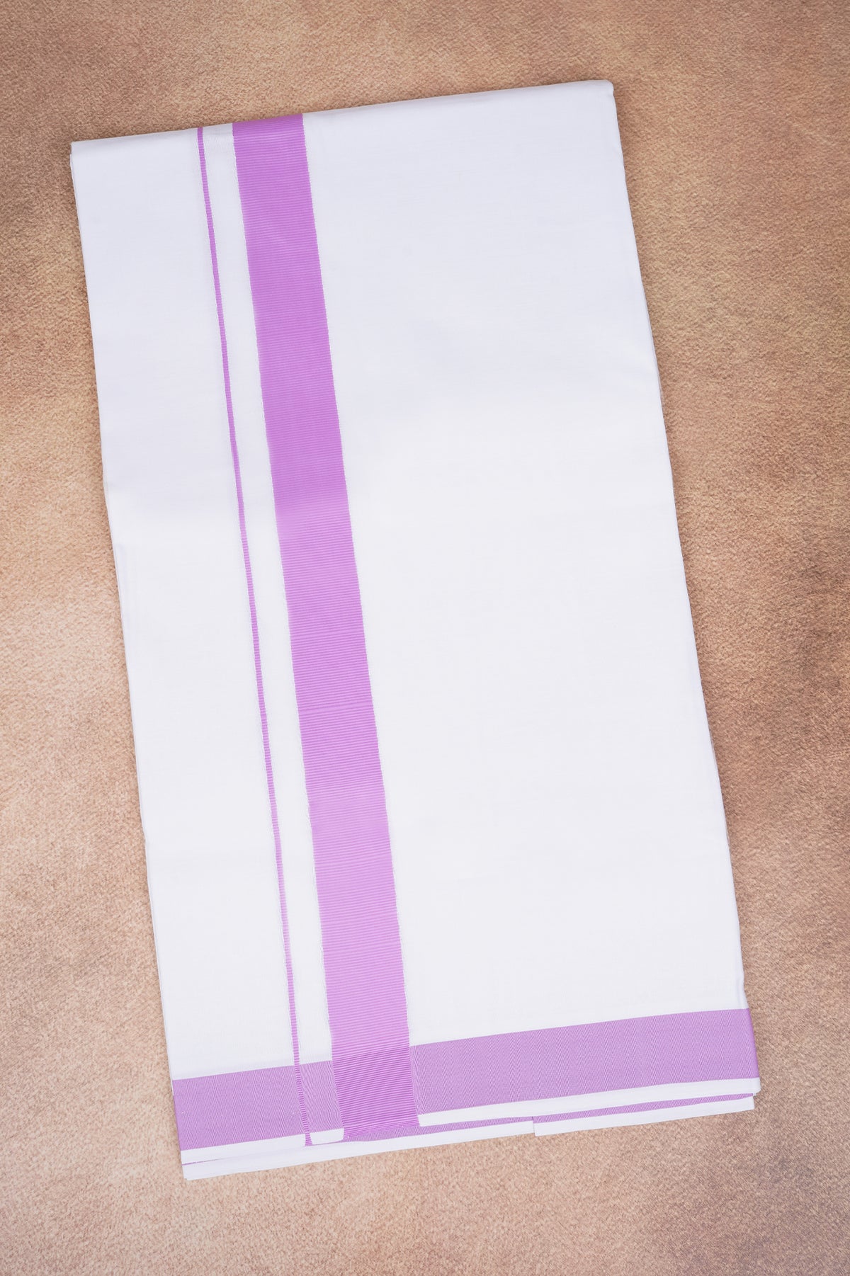 Single Layer White Dhoti with Fancy Border – Pink – FS-09 RX