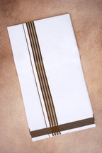 Single Layer White Dhoti with Fancy Border – Brown – FS-08 RX