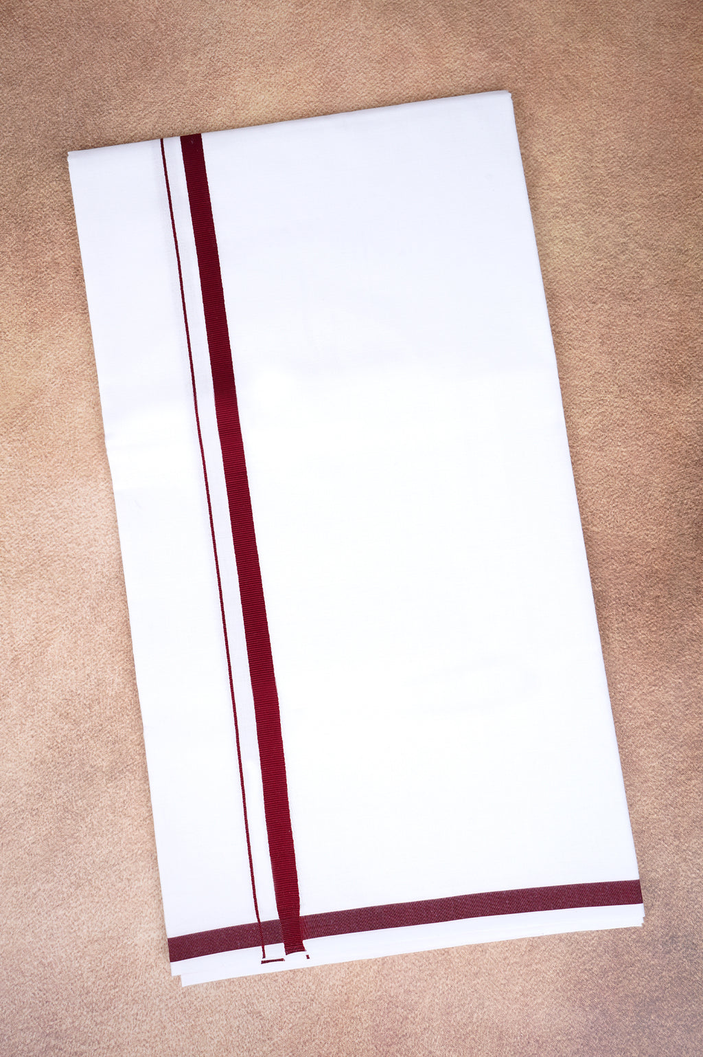 Single Layer White Dhoti – Maroon – HS-01 RX