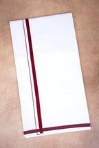 Single Layer White Dhoti – Maroon – HS-01 RX