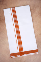 Single Layer White Dhoti with Fancy Border – Orange – FS-08 RX