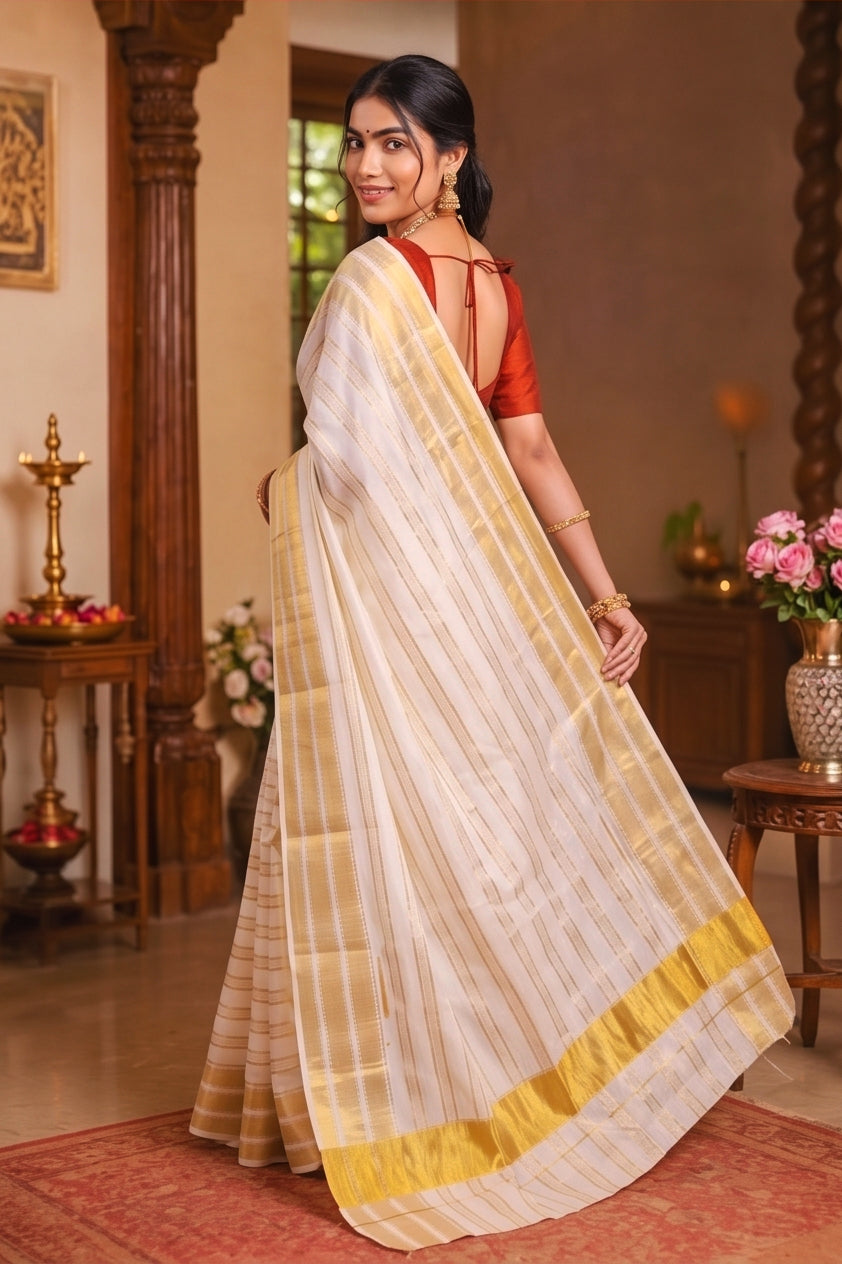 KS-1499 GOLD KASAVU SAREE 6.25 MTR