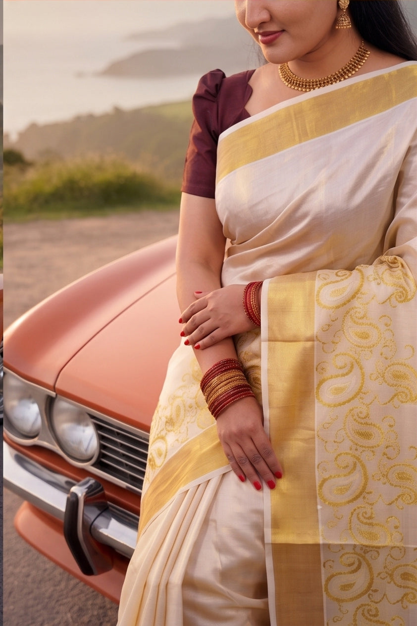 KS-1490 GOLD TISSUE SAREE 6.25 MTR