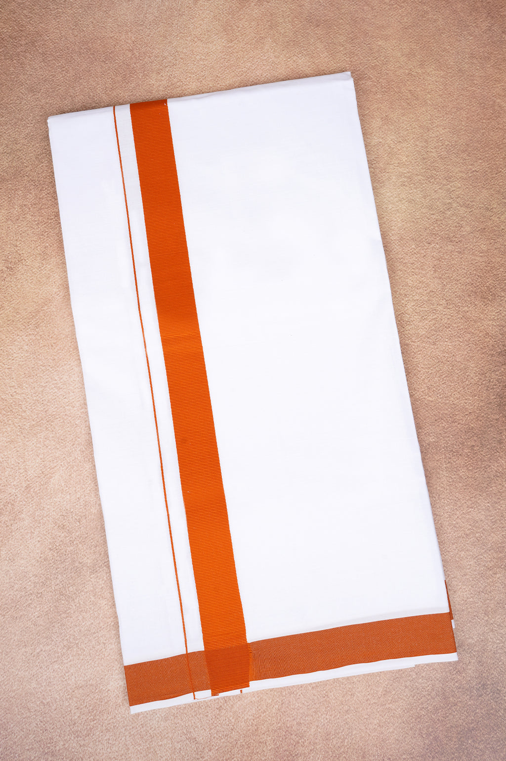 Single Layer White Dhoti with Fancy Border – Orange – FS-09 RX
