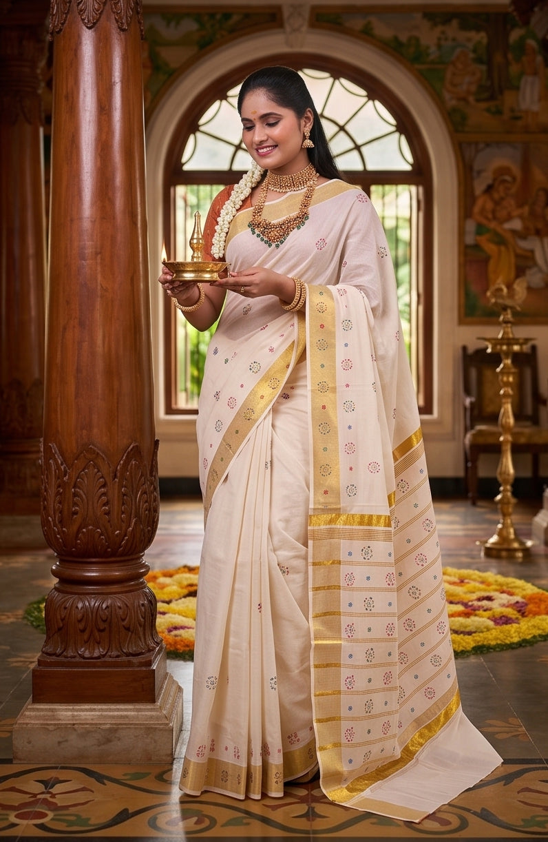 KS-1488 GOLD KASAVU SAREE 6.25 MTR