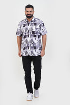Freeco Print Shirt – Half Sleeve (Monochrome Geometric)