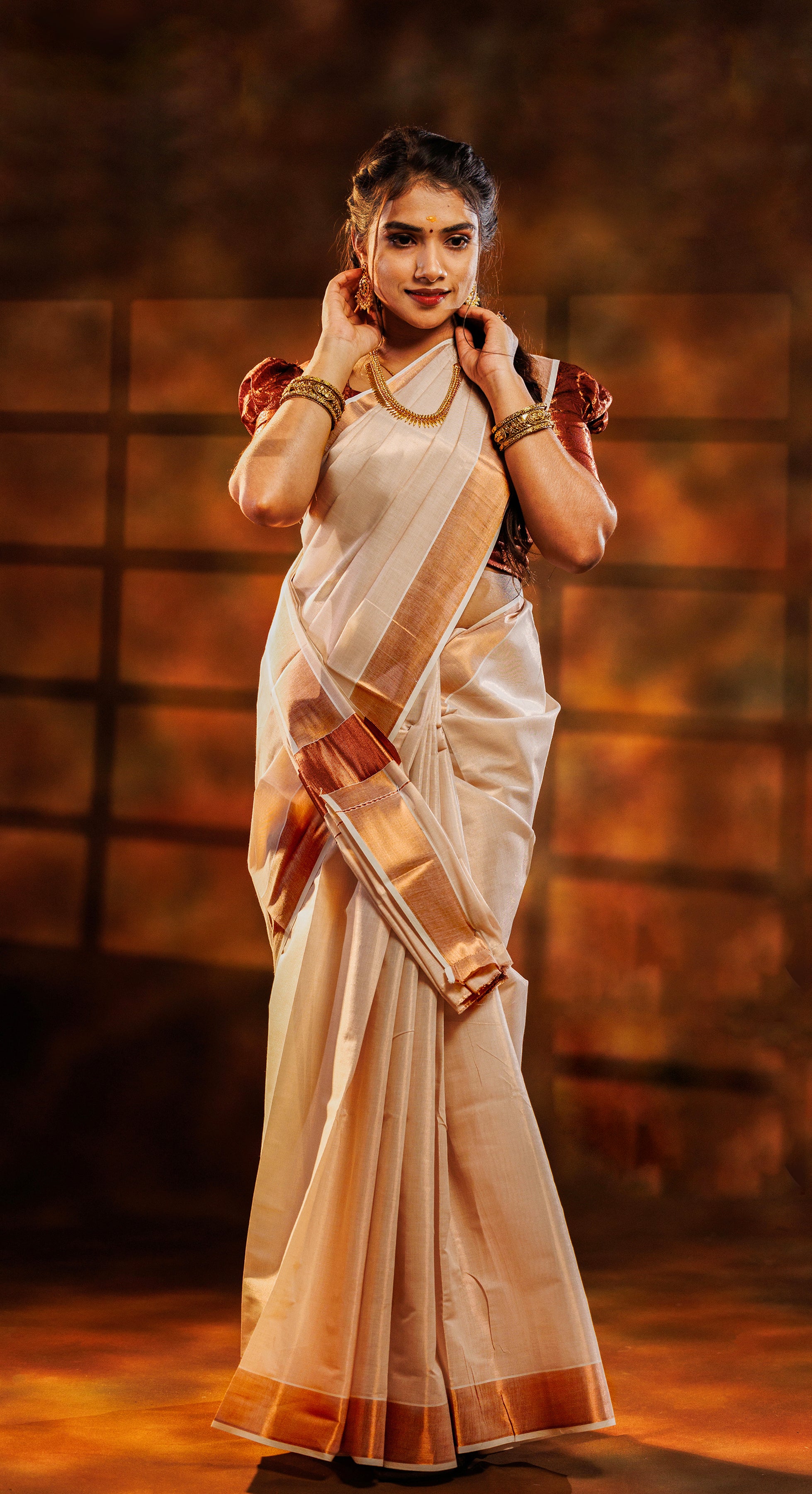 KS-1375 COPPER TISSUE SAREE 6.25 MTR
