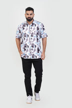 Freeco Print Shirt – Half Sleeve (Ice Blue & Charcoal)
