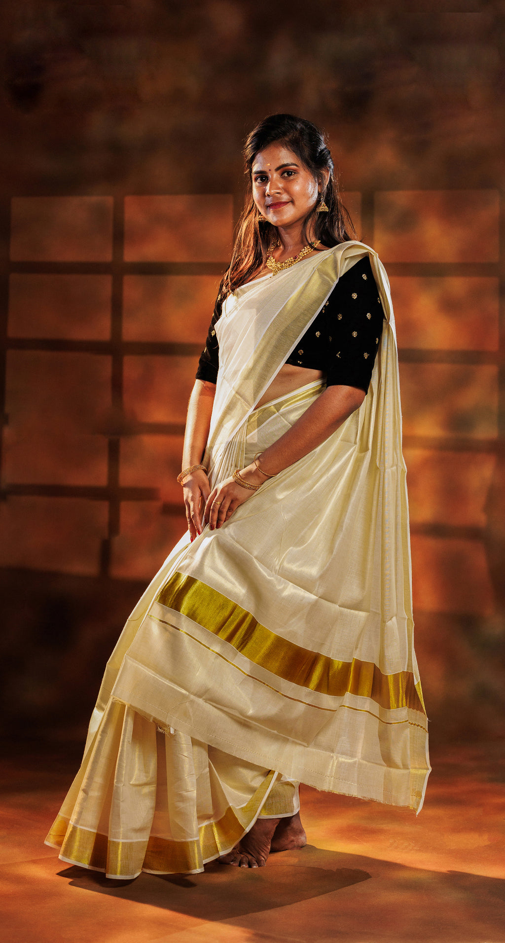 KS-1403 GOLD TISSUE SAREE 6.25 MTR
