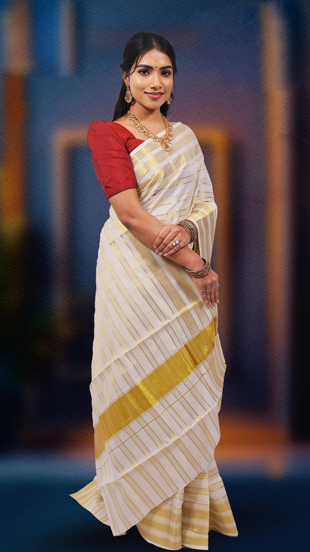 KS-1499 GOLD KASAVU SAREE 6.25 MTR