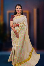KS-1522 GOLD TISSUE PRINT SAREE 6.25 MTR