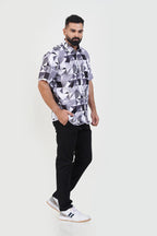 Freeco Print Shirt – Half Sleeve (Monochrome Geometric)